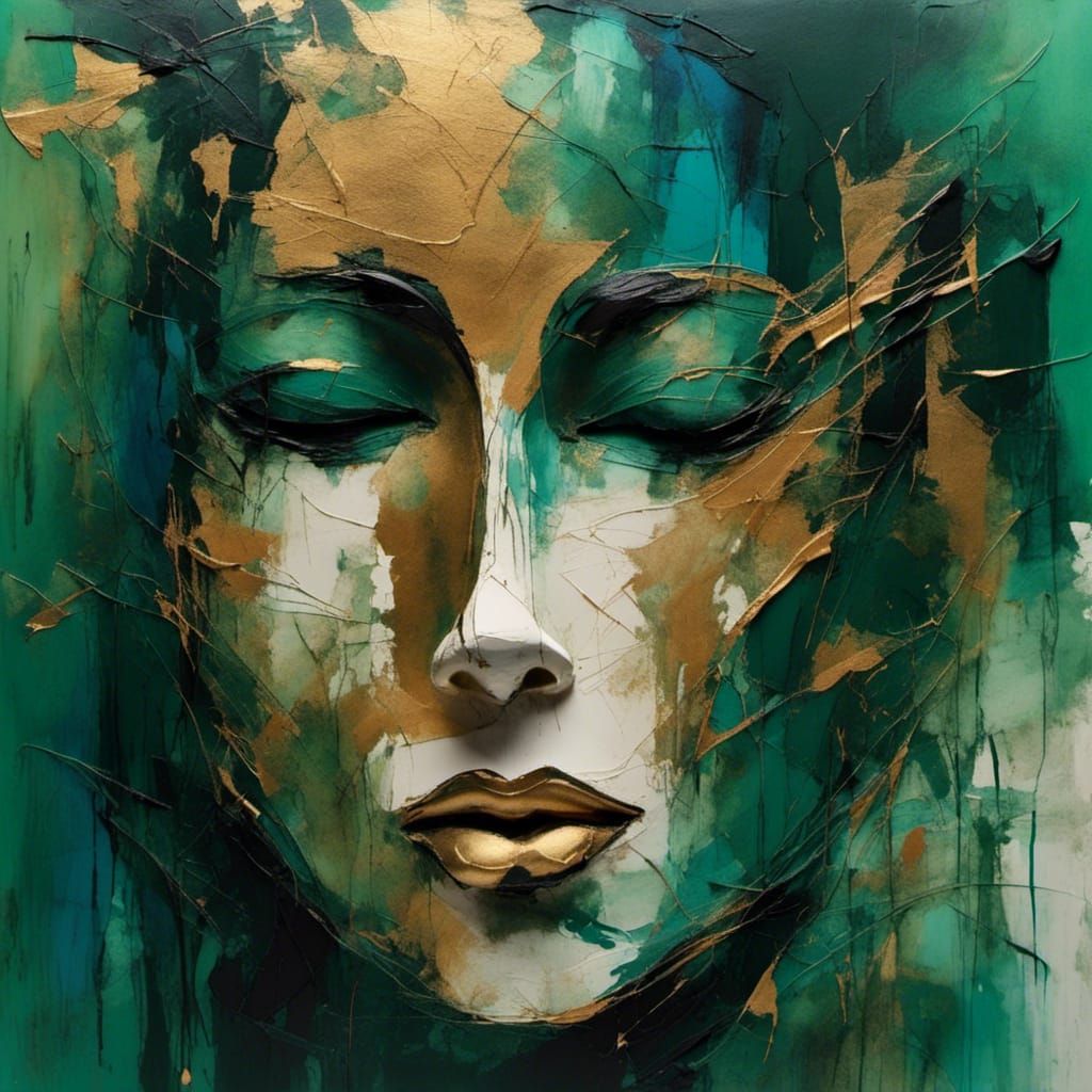 Abstract Expressionist Portrait with Geometric Shapes