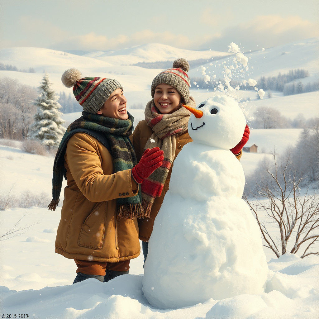 Carefree Winter Moment in Nostalgic Realism