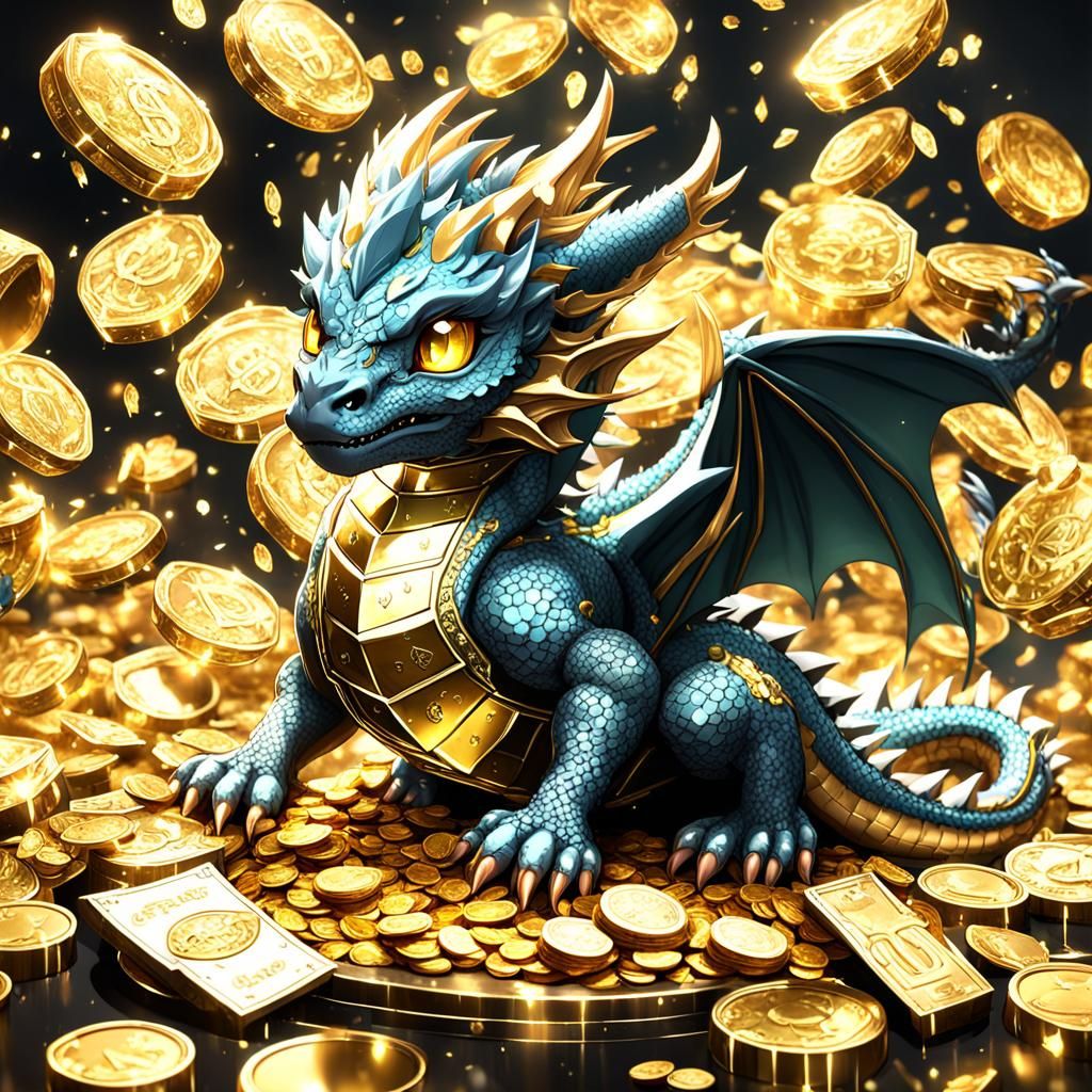 Luxurious Baby Dragon in Opulent Paradise