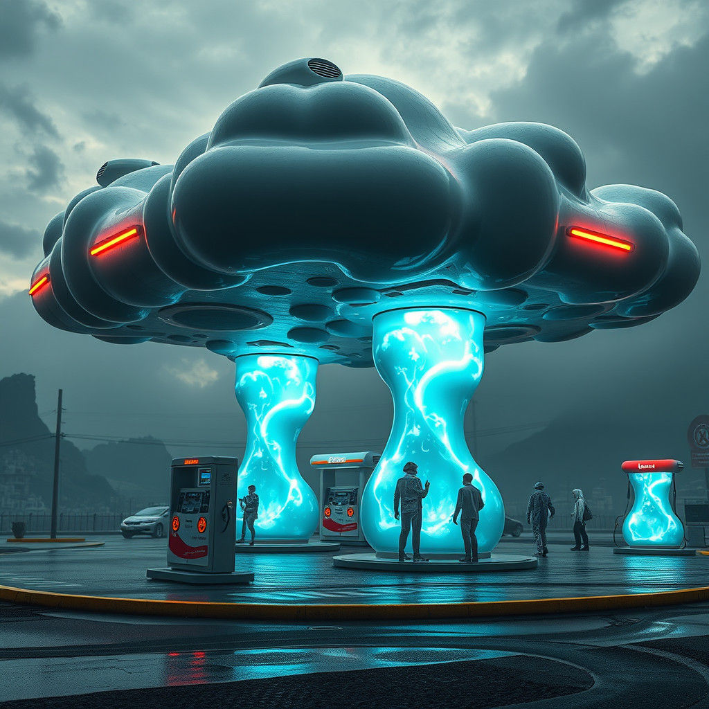 Futuristic Gas Station for Extraterrestrials: 3D Render