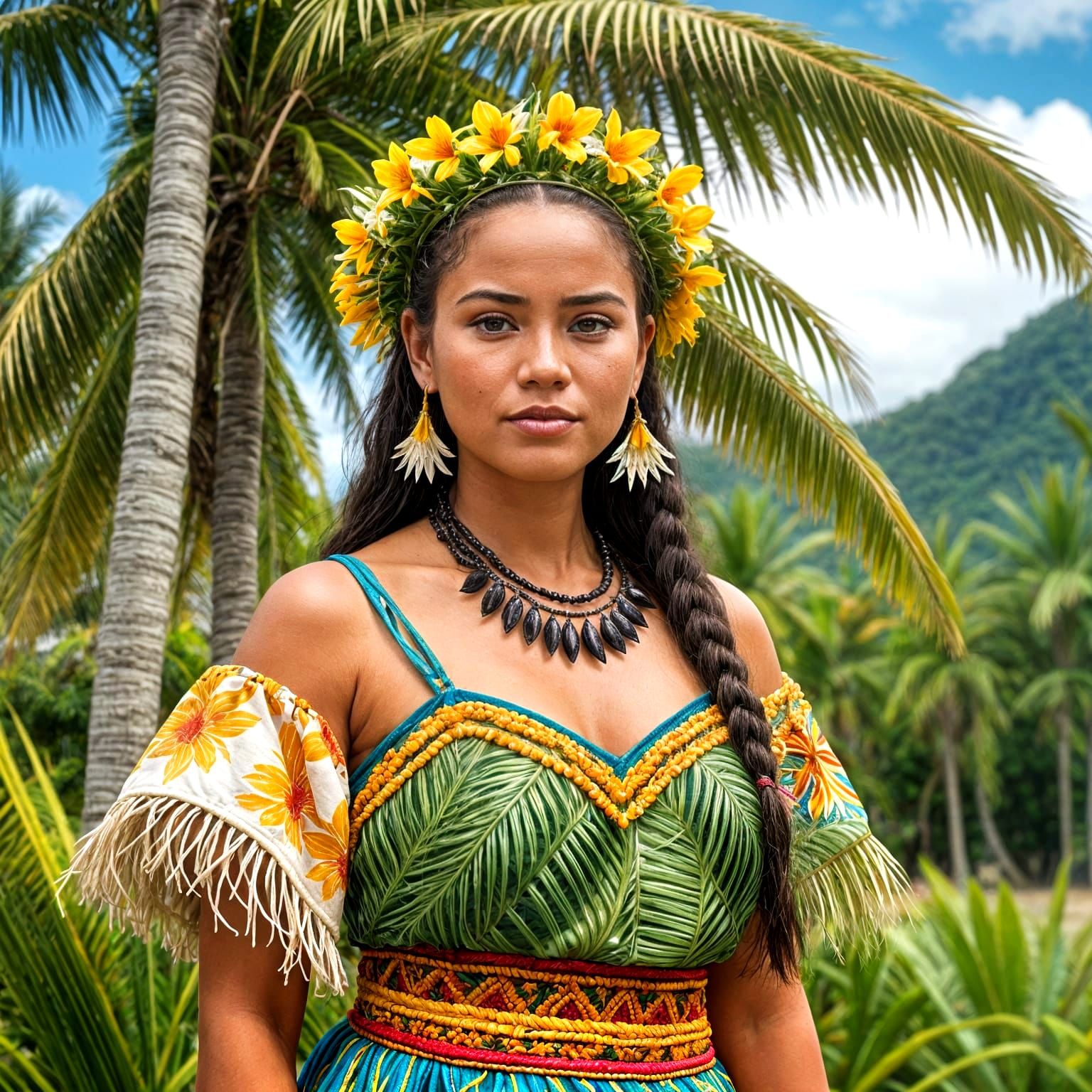 Samoan Island Beauty in Traditional Attire