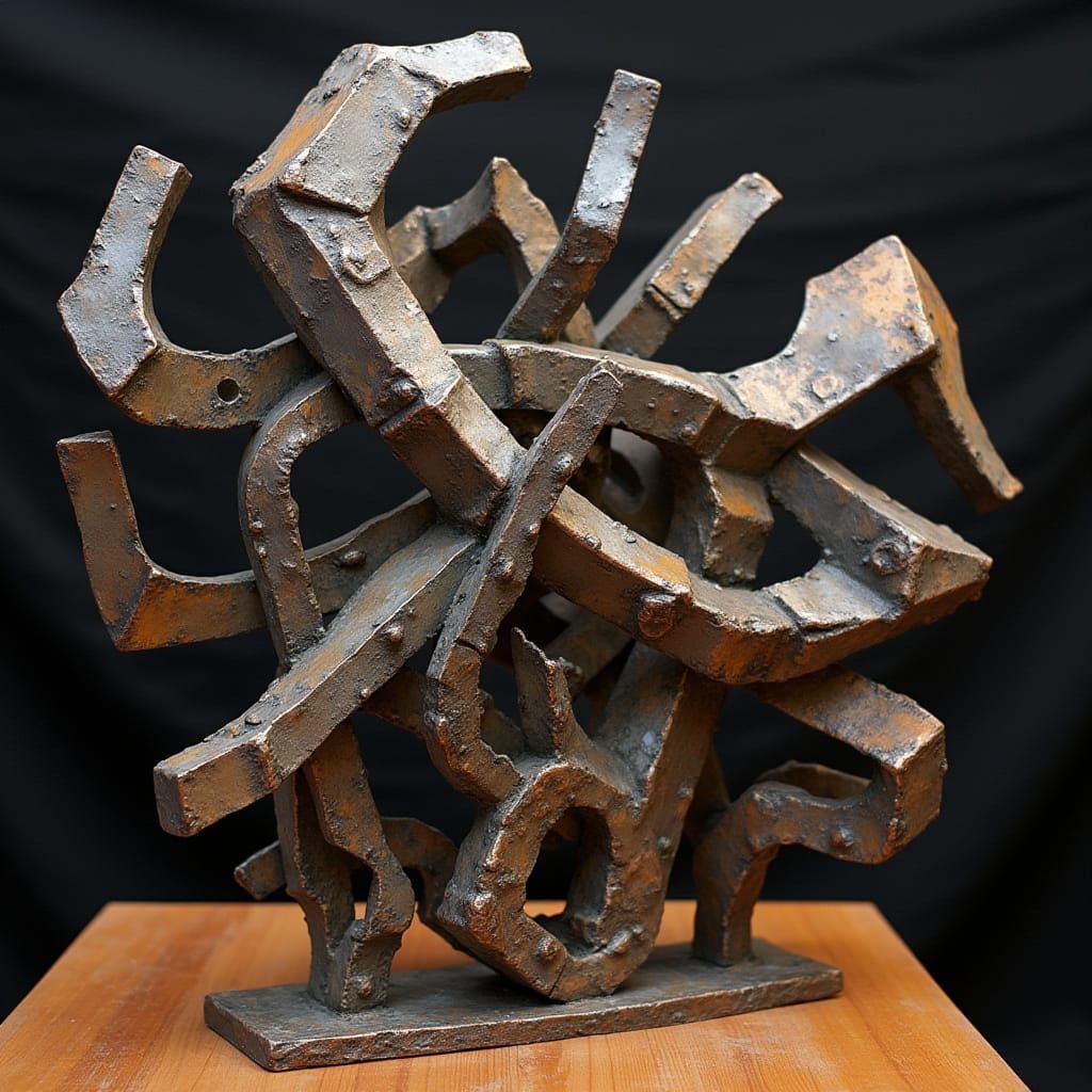 Geometric Industrial Sculpture in Vorticism Style