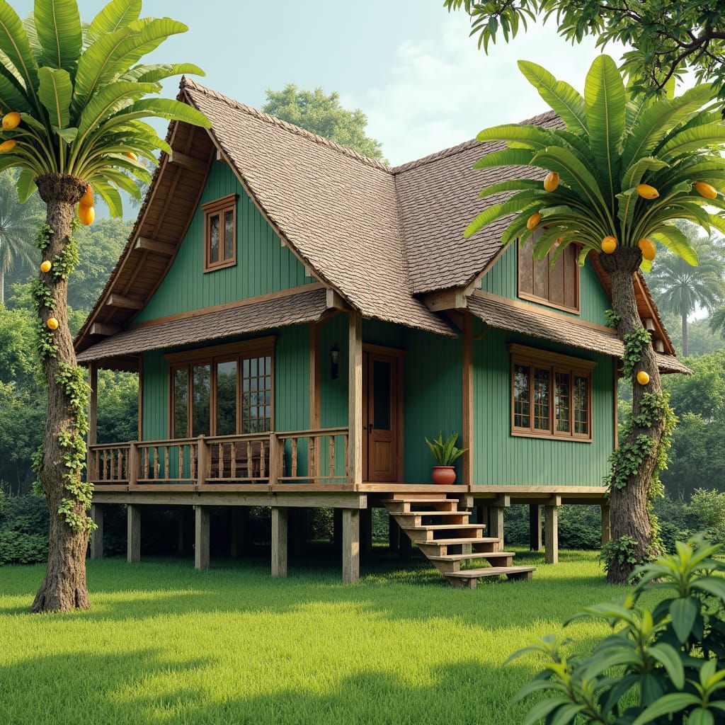 Malay-Batak Stilt House with Lush Garden
