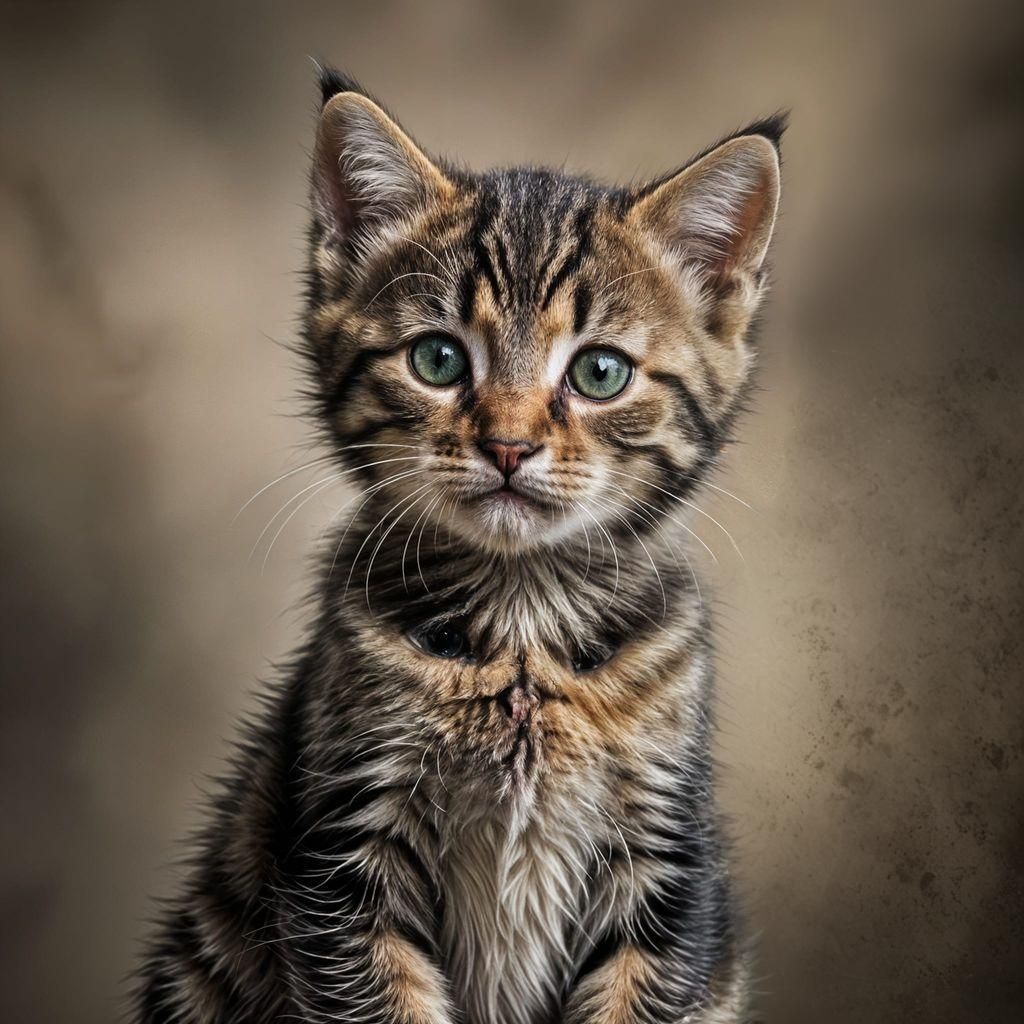 Dramatic Portrait of a Tabby Kitten