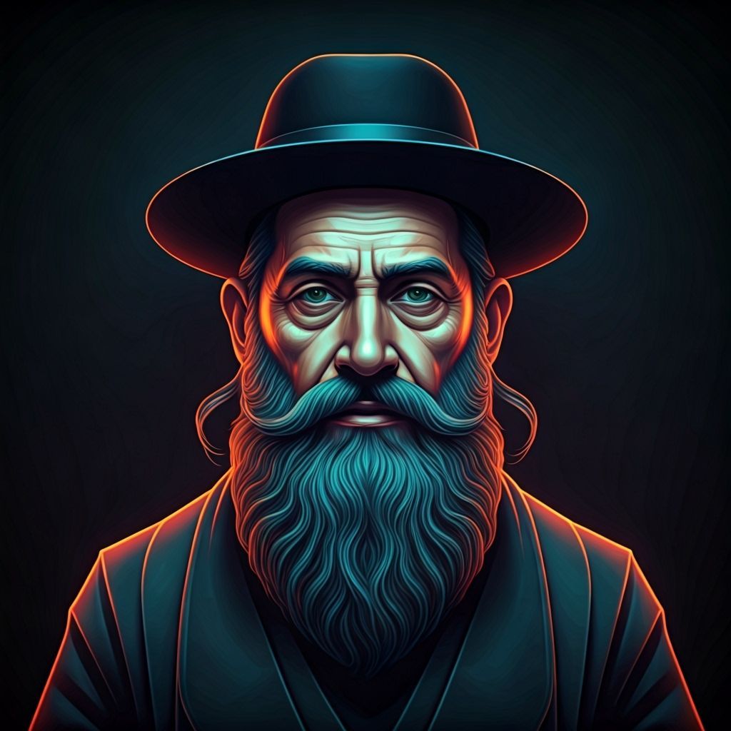 Neon Paper Rabbi with Cyberpunk Flair