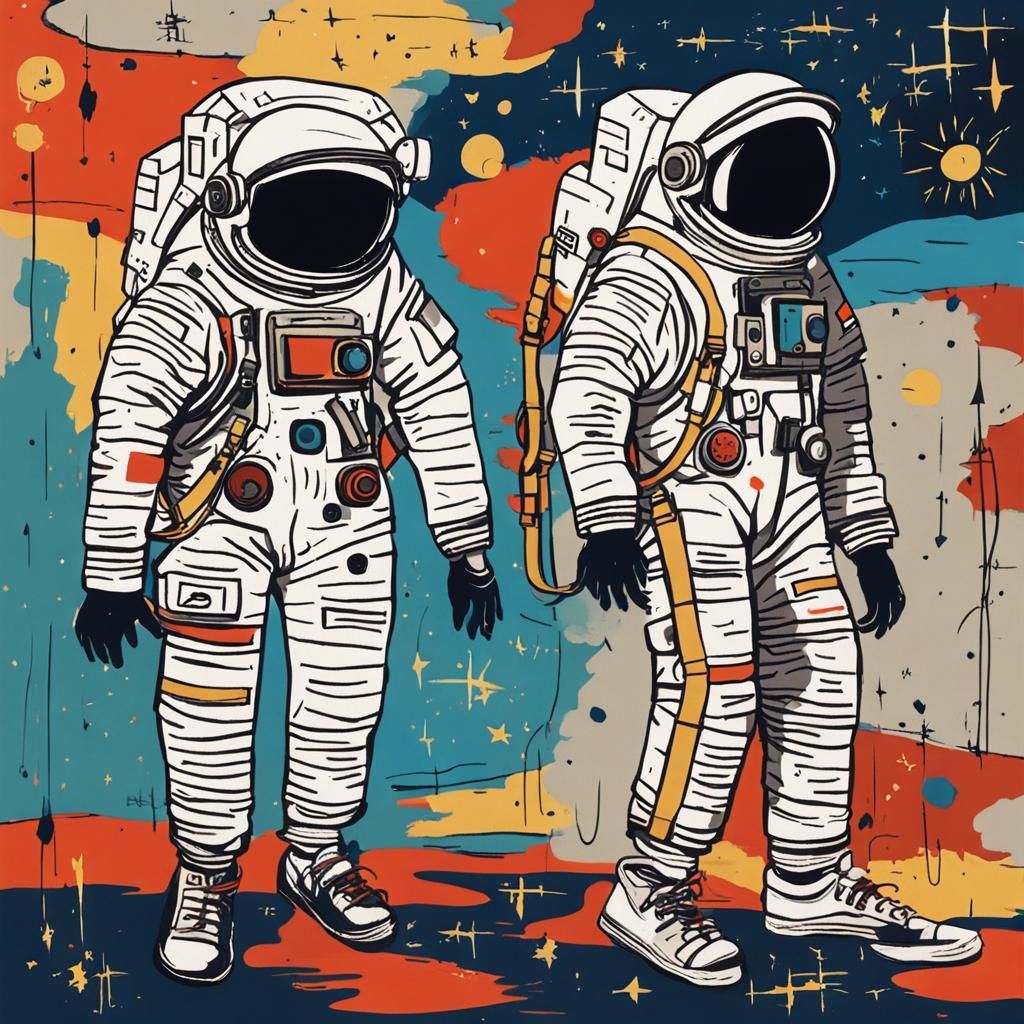 Astronaut's Dream: Basquiat-Inspired Space Art