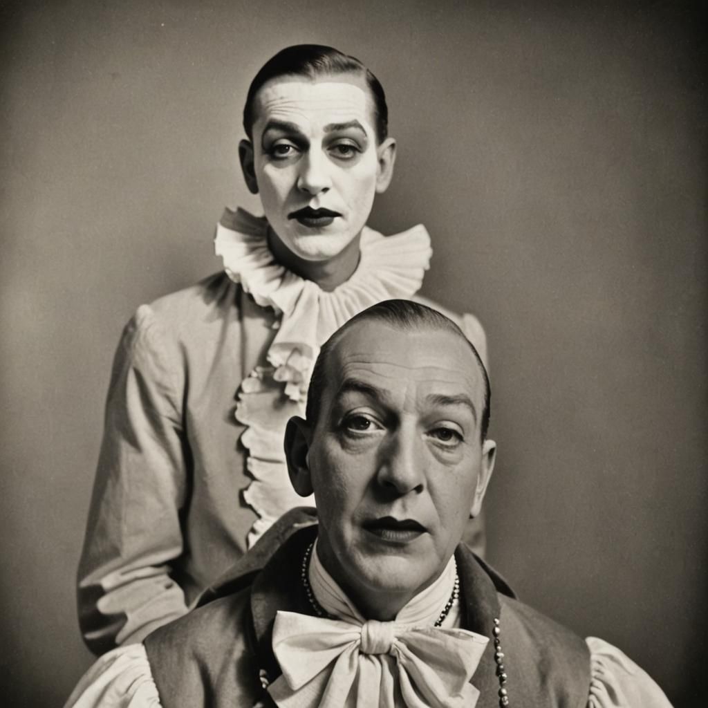 Noel Coward and Pierrot in Dark Portrait