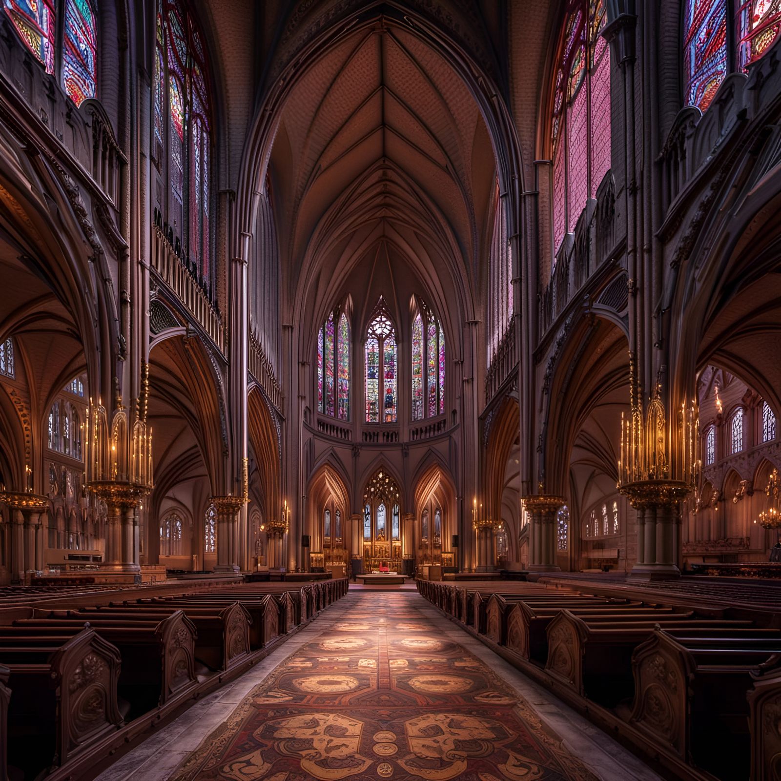 Ornate Gothic Cathedral Interior in Detailed Matte Painting
