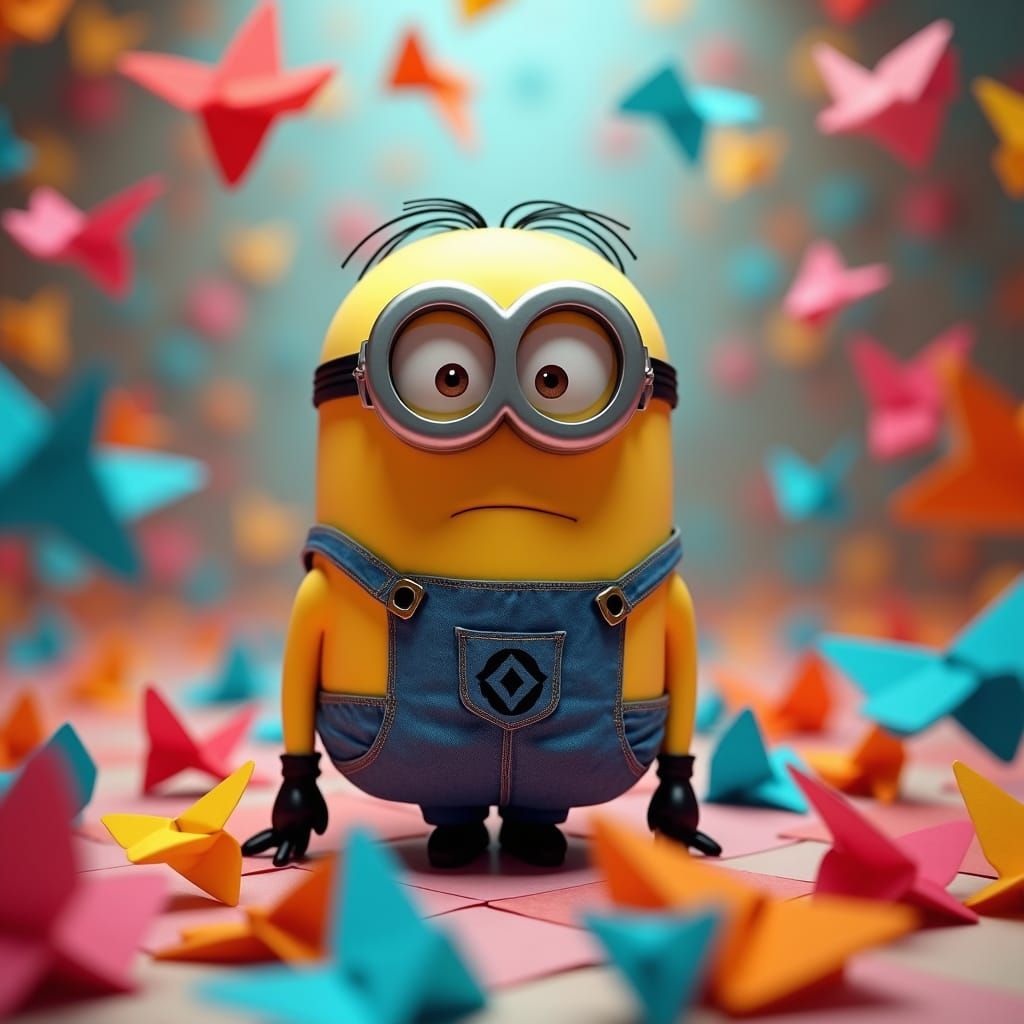 Gru's Origami Dream: A Watercolor Papercraft Portrait