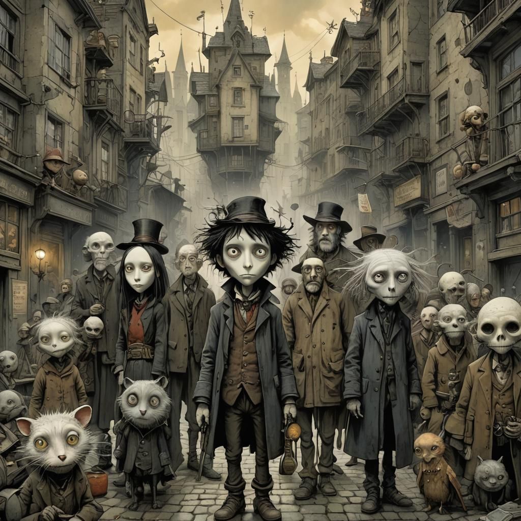 Dystopian Masterpiece in Gothic Fantasy Style