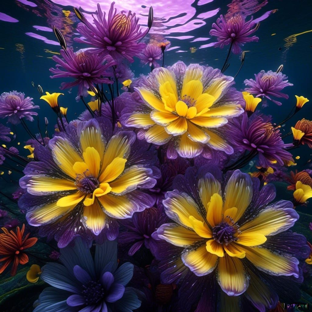 Translucent Flowers with Luminous Glow, Hyperrealistic Style