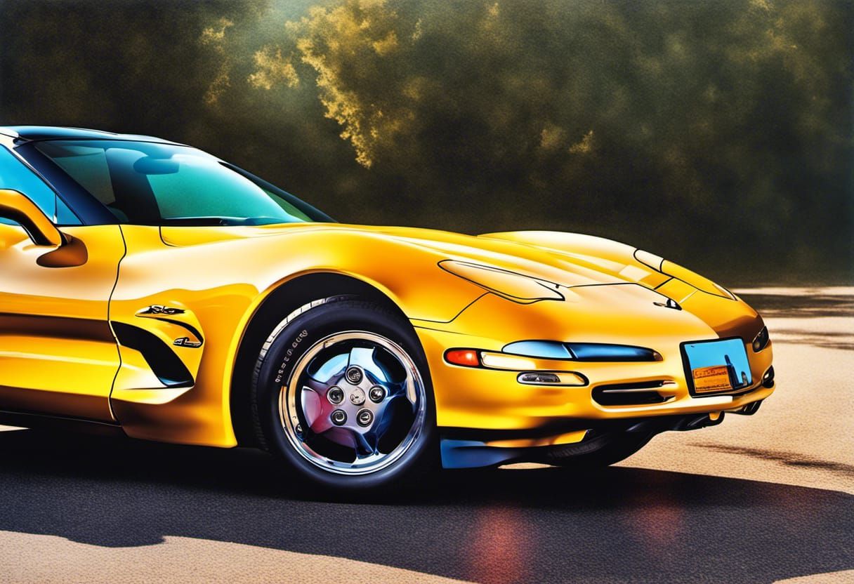 Hyperrealistic Corvette Stingray with Parachute Splash Art
