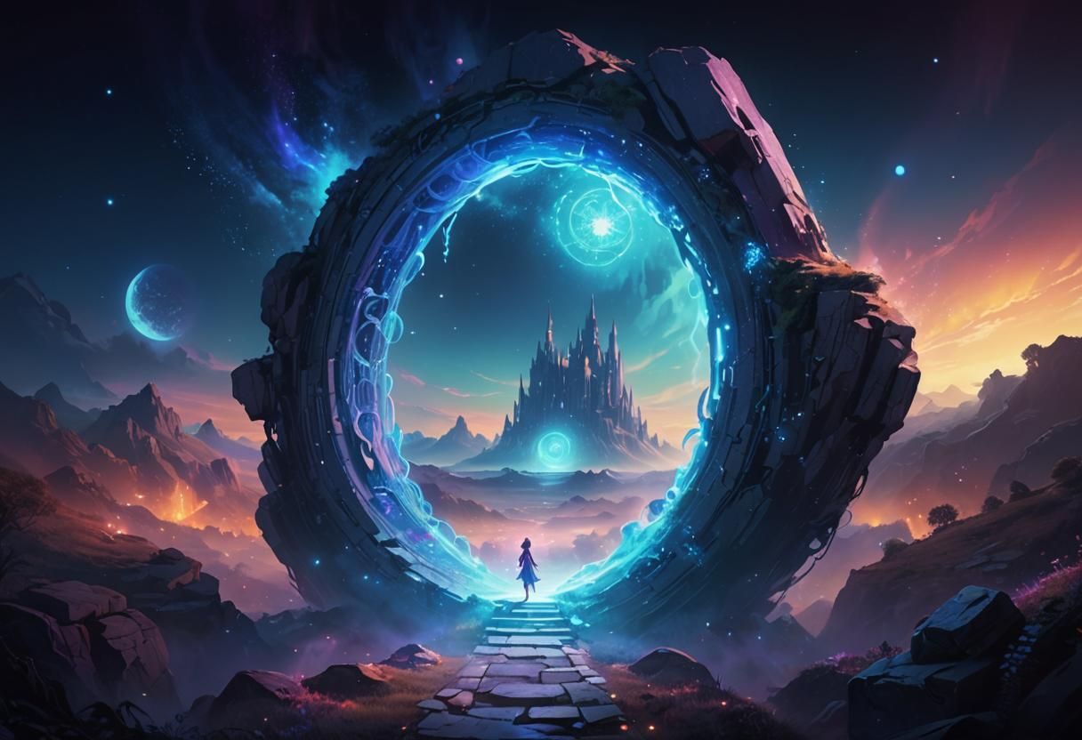 Girl Enters Portal to Fantastical Glowing World