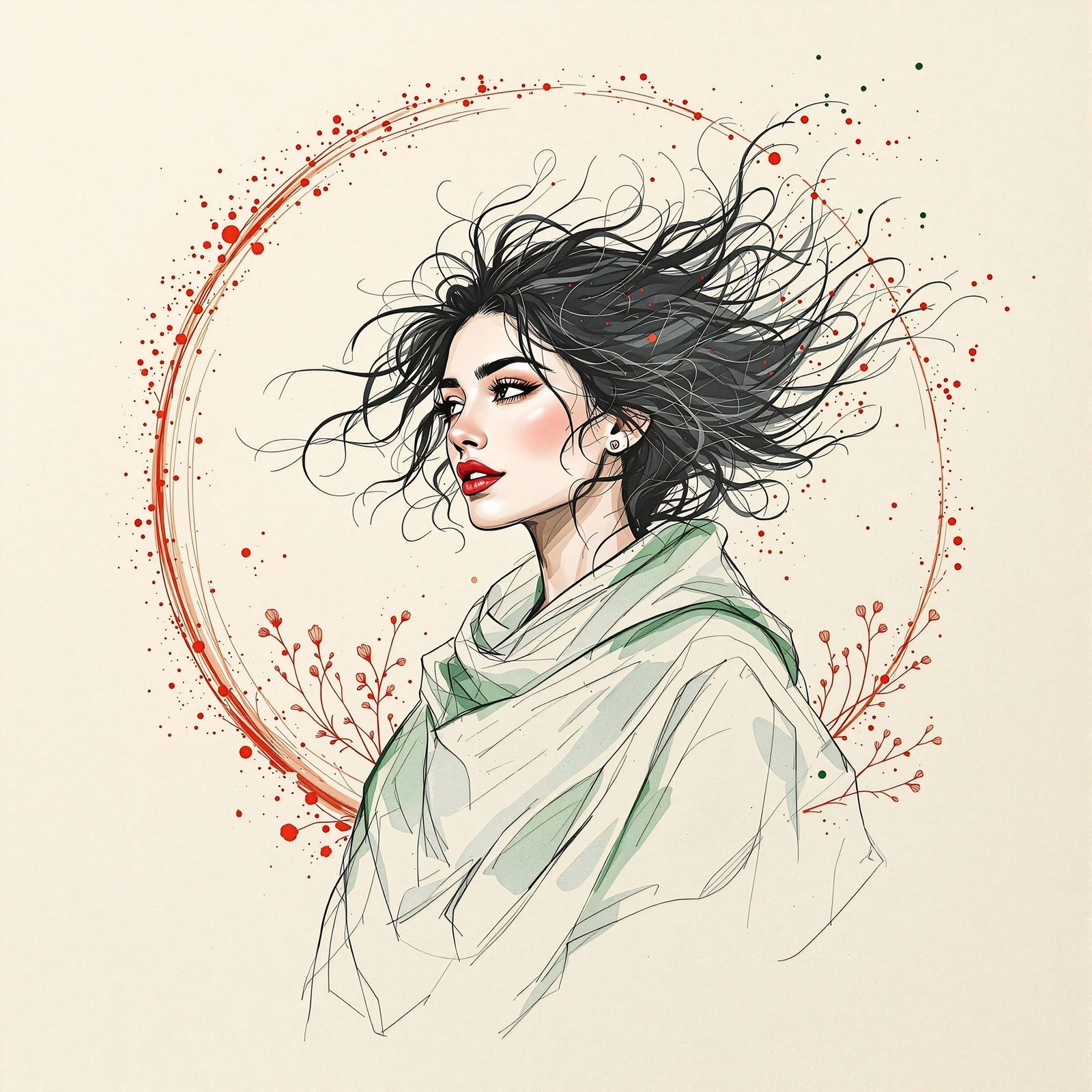 Arabic Woman in Traditional Palestinian Clothing