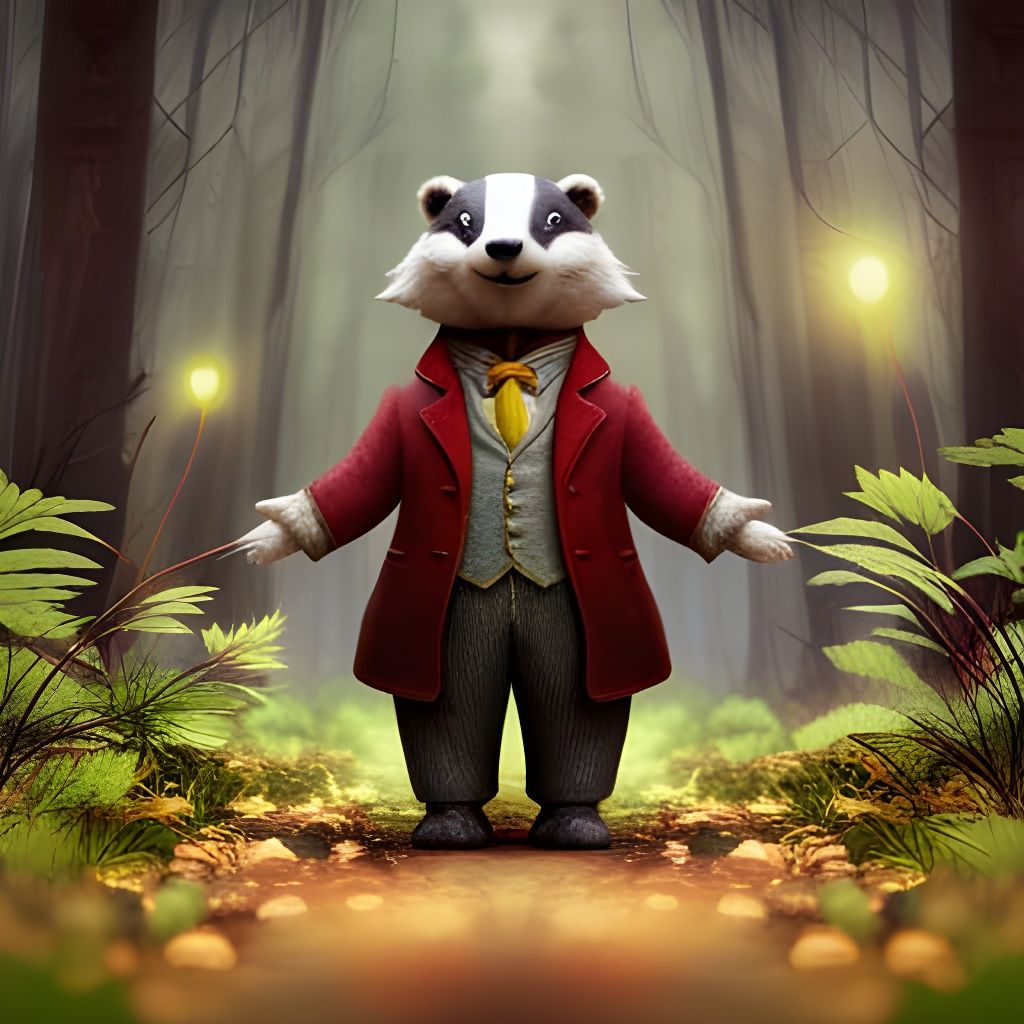 Victorian Badger in Forest: CGI Photorealistic Render