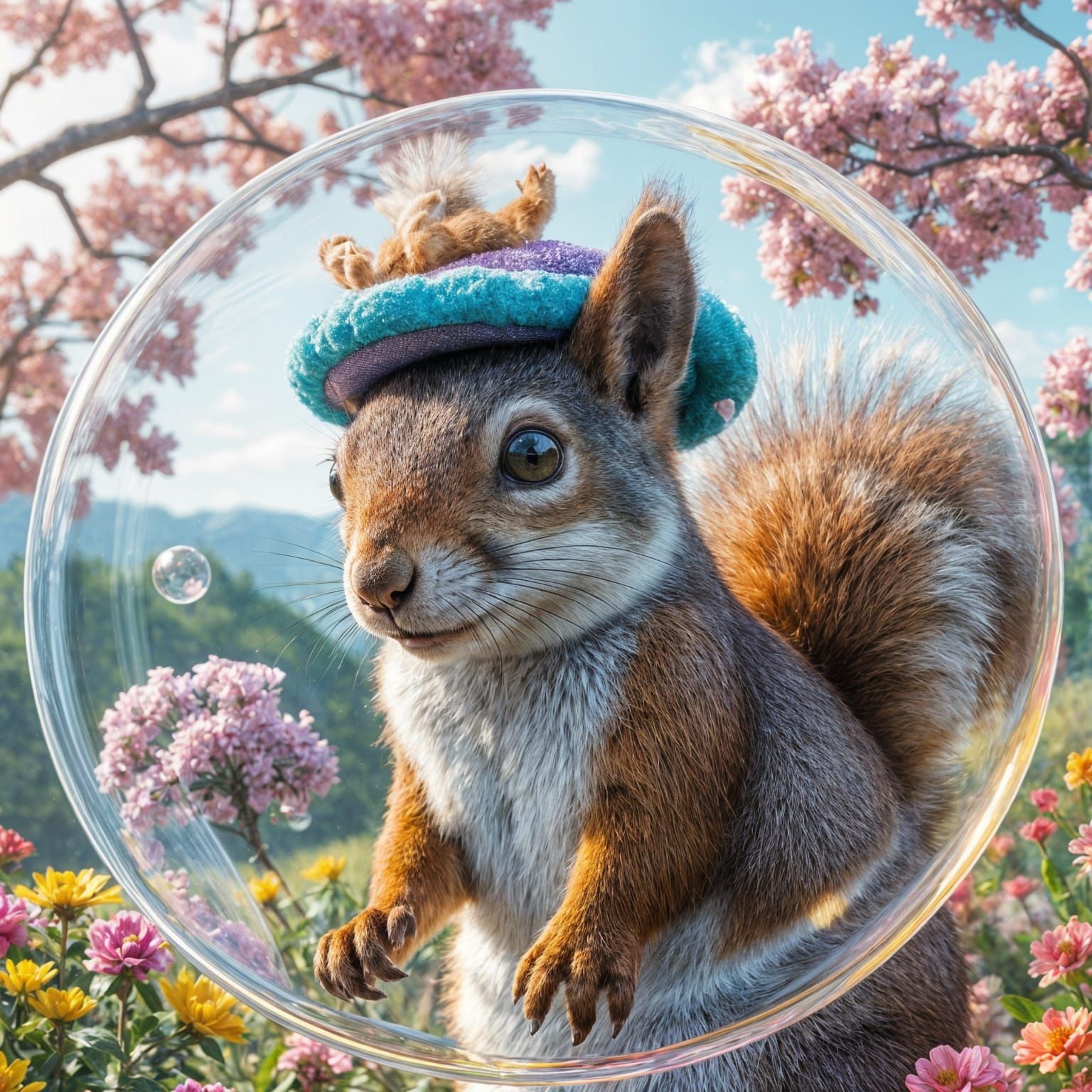 Colorful Bubble Squirrel in Summer Landscape