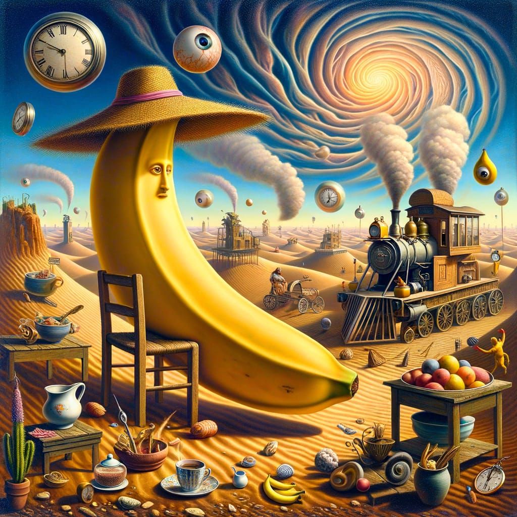 Surreal Banana Oversees Farmstand in Bosch Style