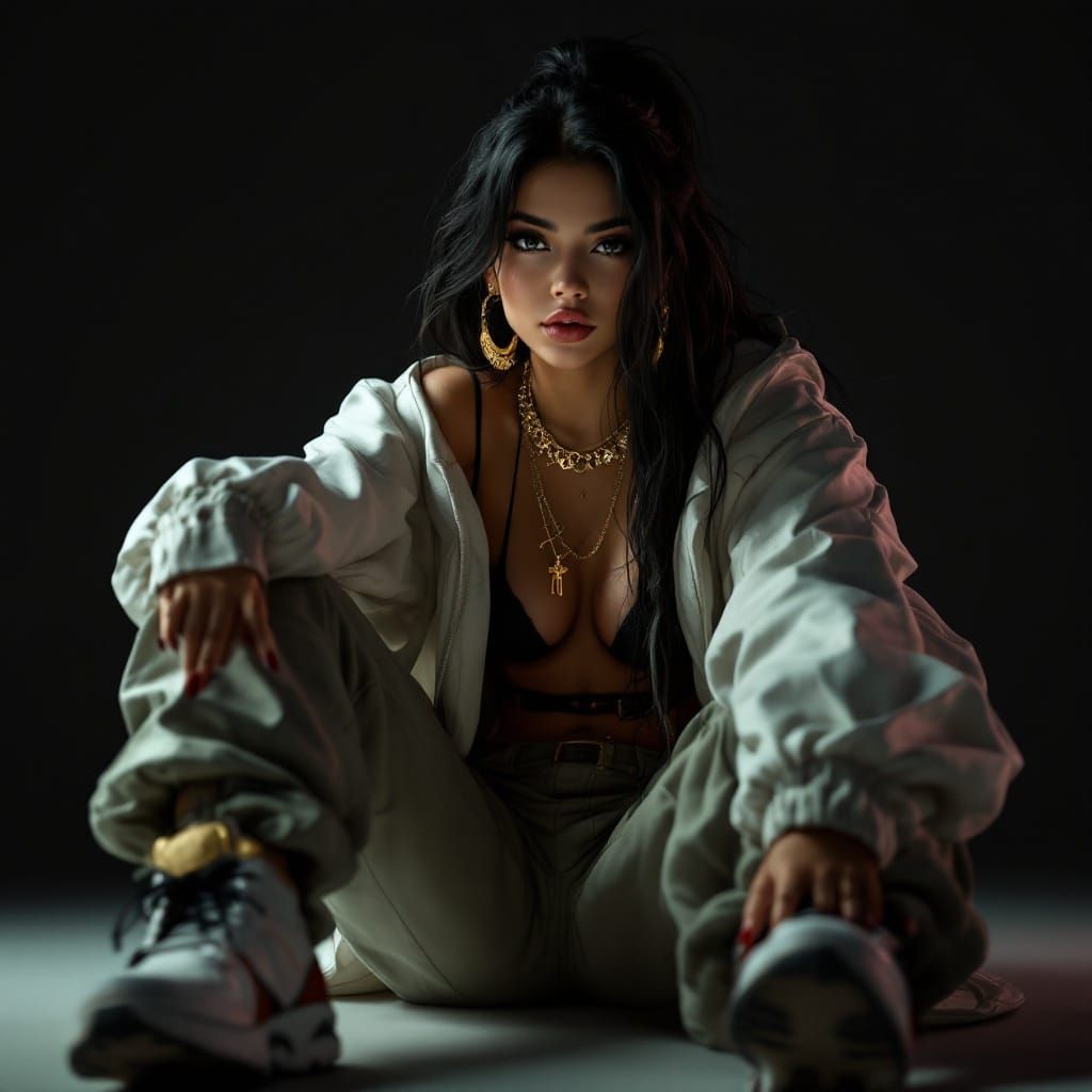 Photorealistic 3D Render of Latina Rapper with Jewelry