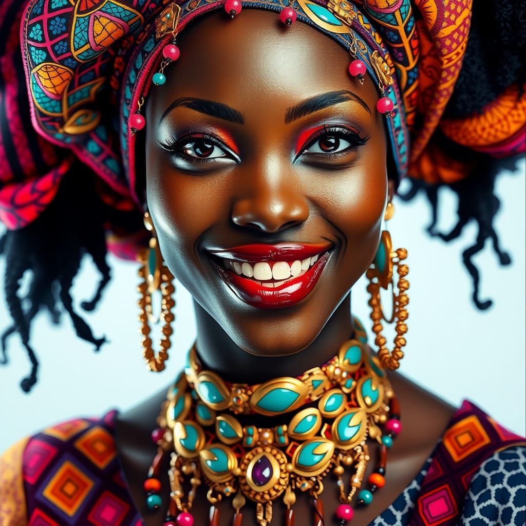 Naomi Campbell Portrait in African-Futuristic Style