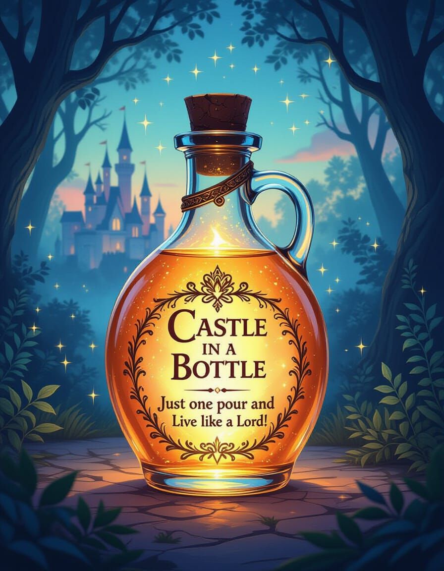 Magical Castle Potion Vial in Enchanted Forest