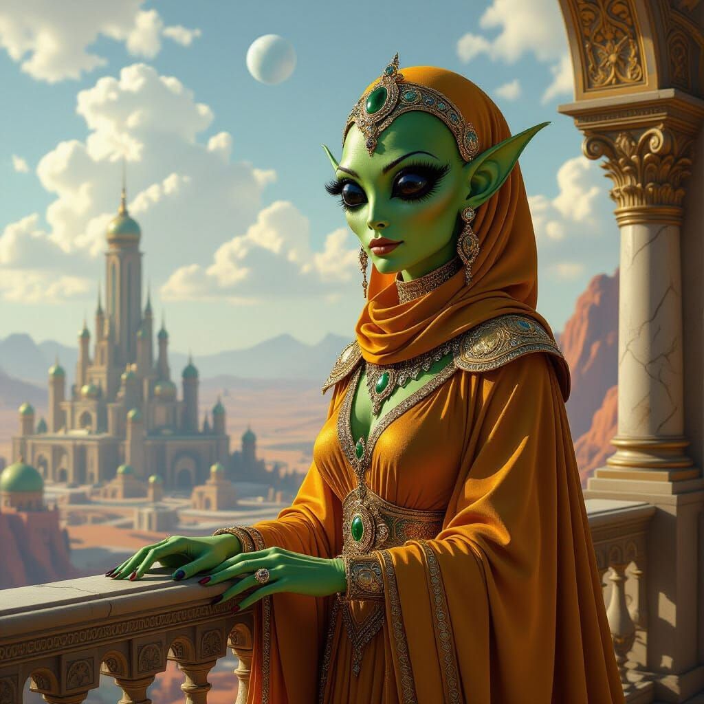 Martian Queen on Ornate Balcony