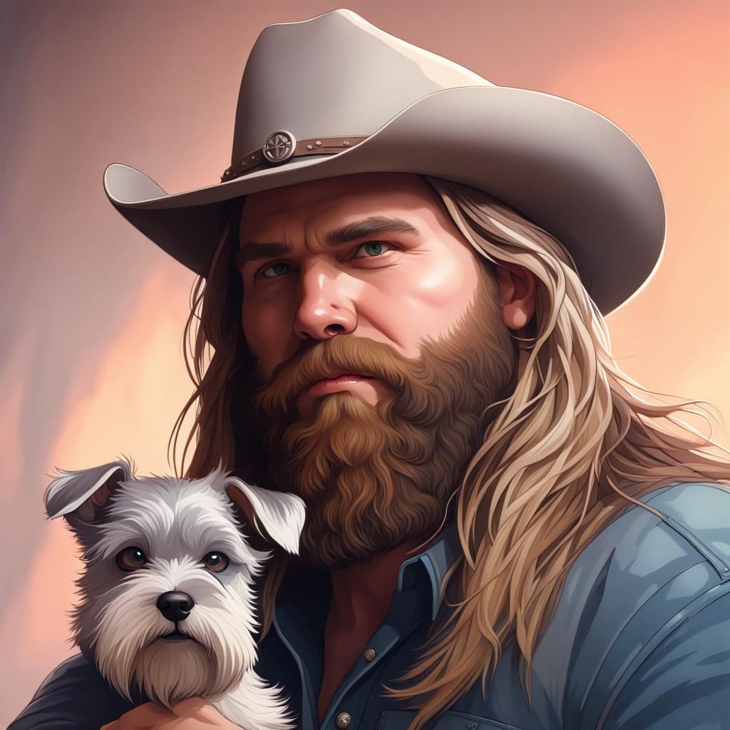 Chris Stapleton with Miniature Schnauzer: Hyperrealistic Por...
