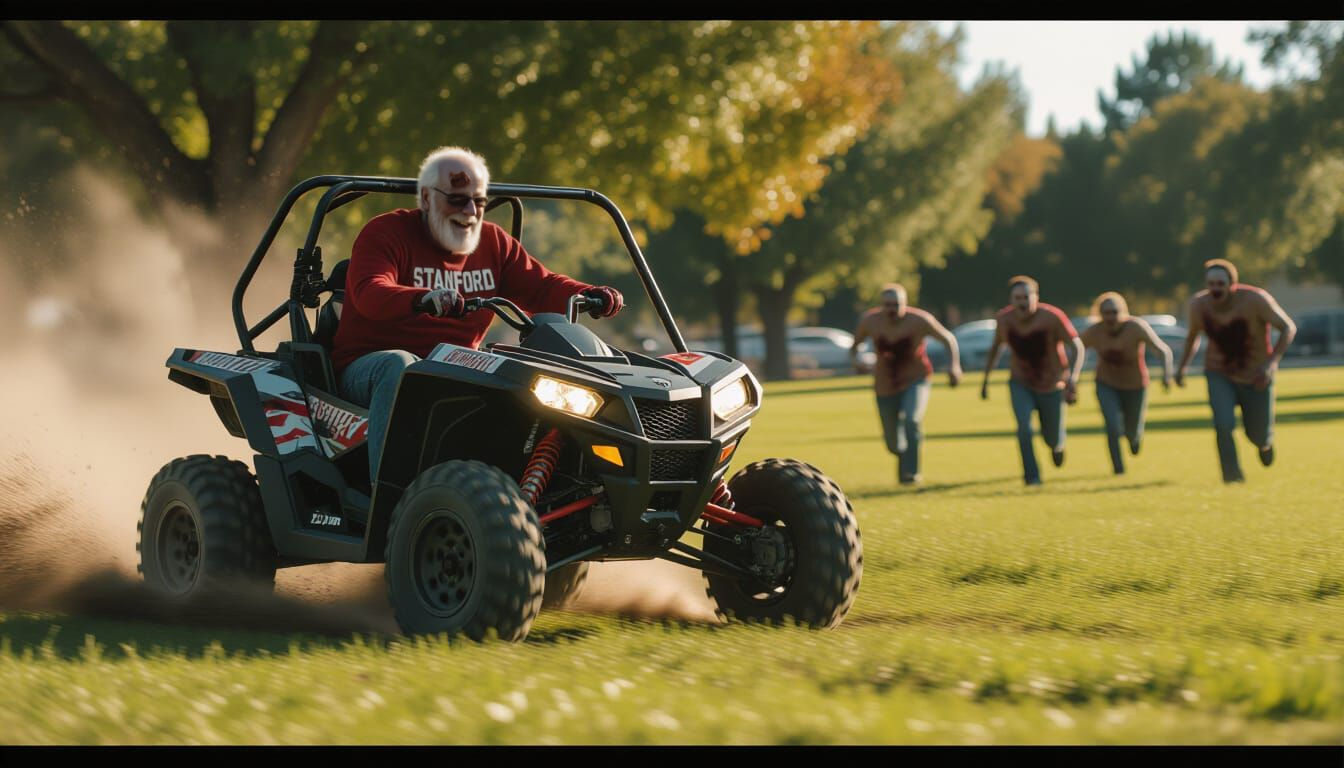 Zombie Chase: Old Man Races UTV in City Park
