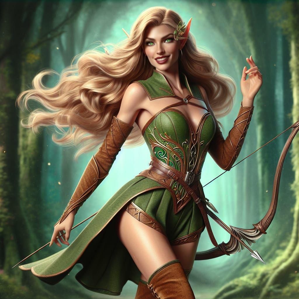 High Elf Ranger Portrait in Enchanting Forest