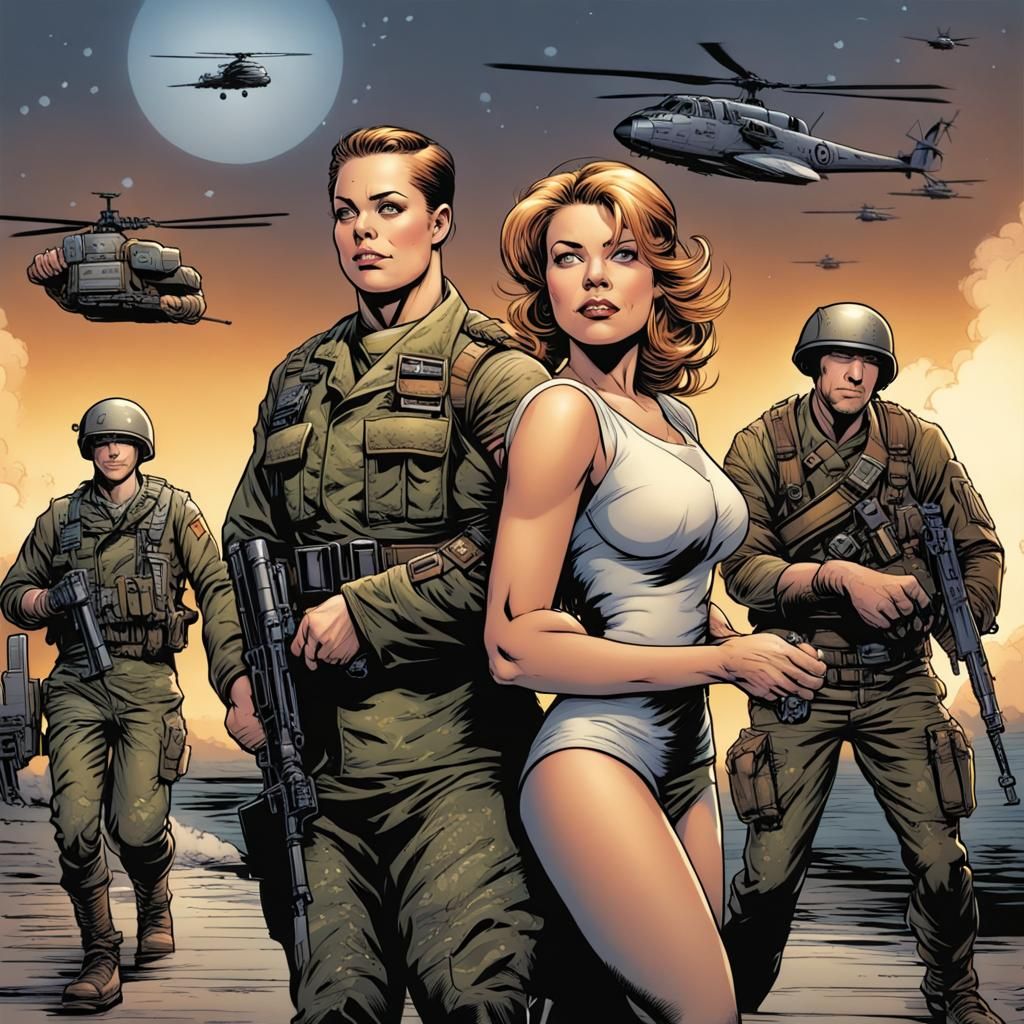 Military Wife in Comic Book Art Style