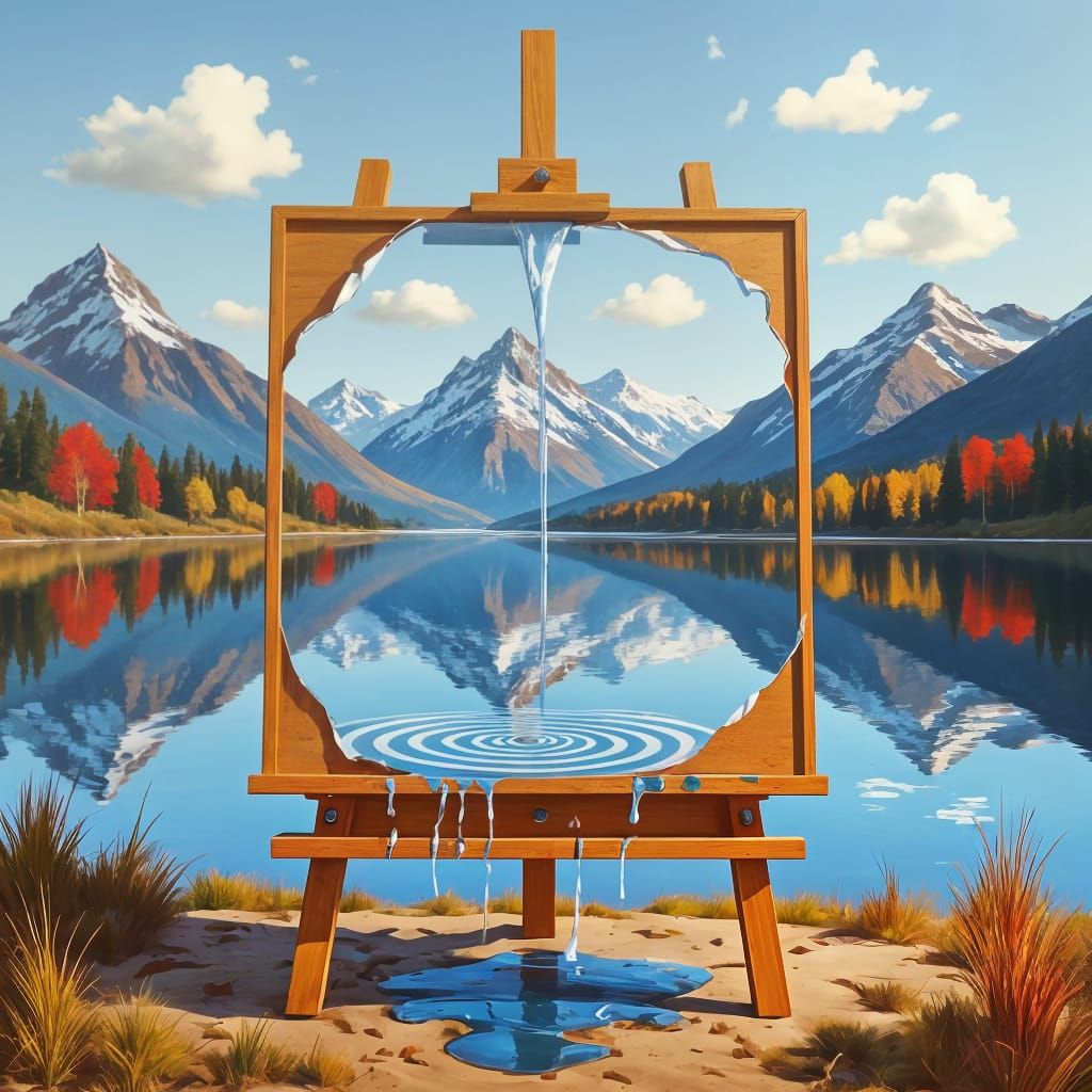 Autumn Landscape Painting on Easel