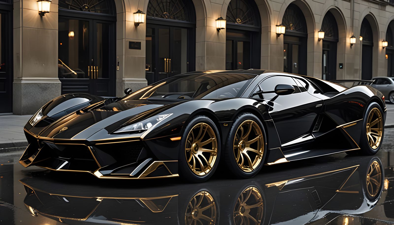 High-Tech Futuristic Car in Chrome and Black