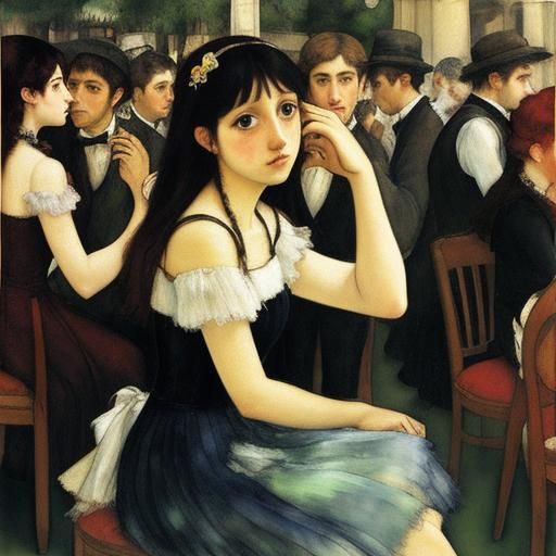 Dancing People and Sad Girl in Watercolour