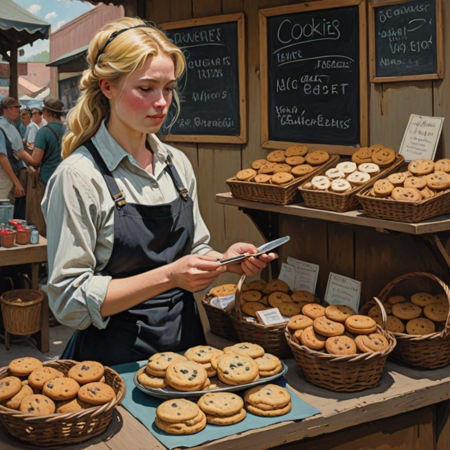 Gourmet Cookies Sold at a Colorful Vendor Booth