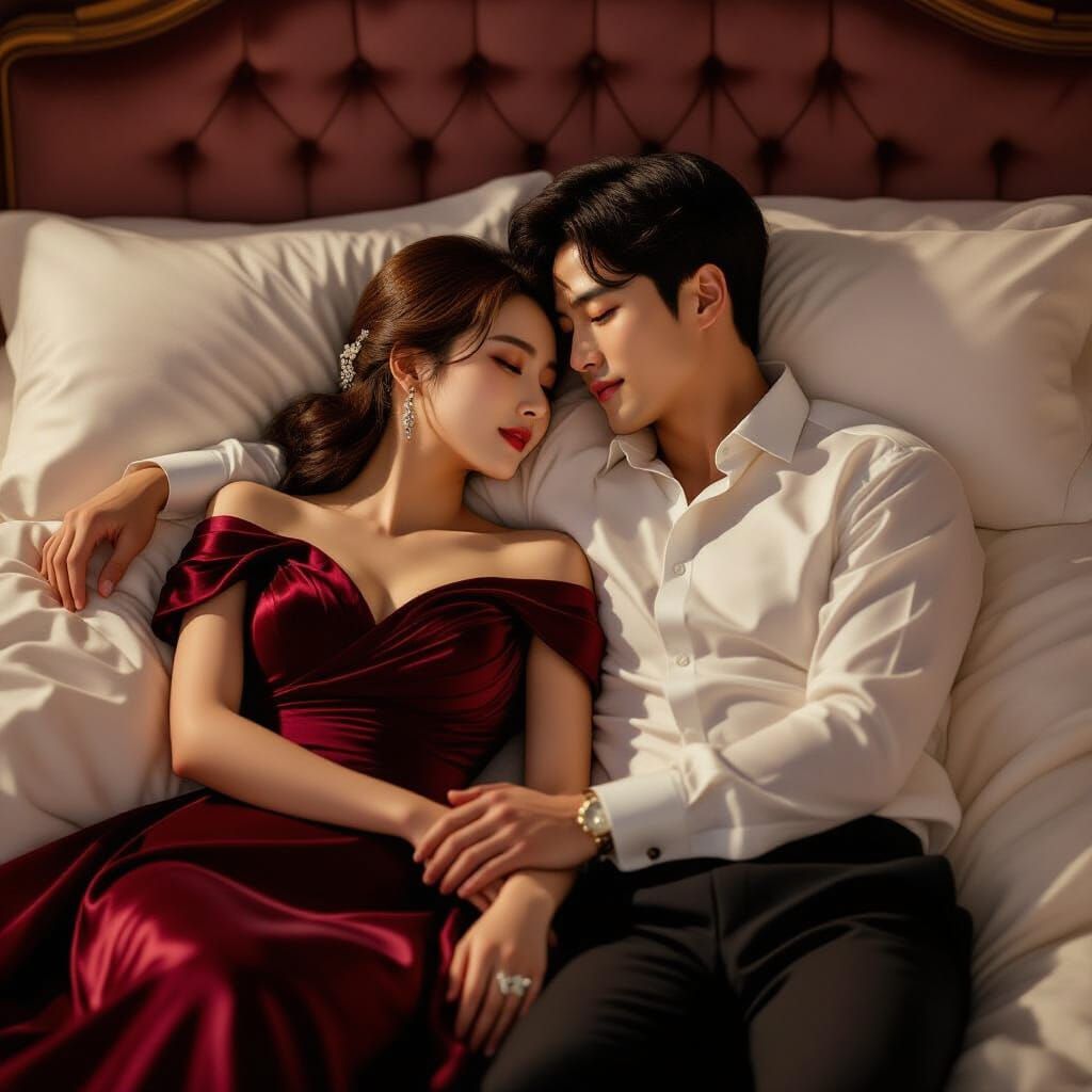 Romantic Korean Couple in Cinematic K-Drama Style
