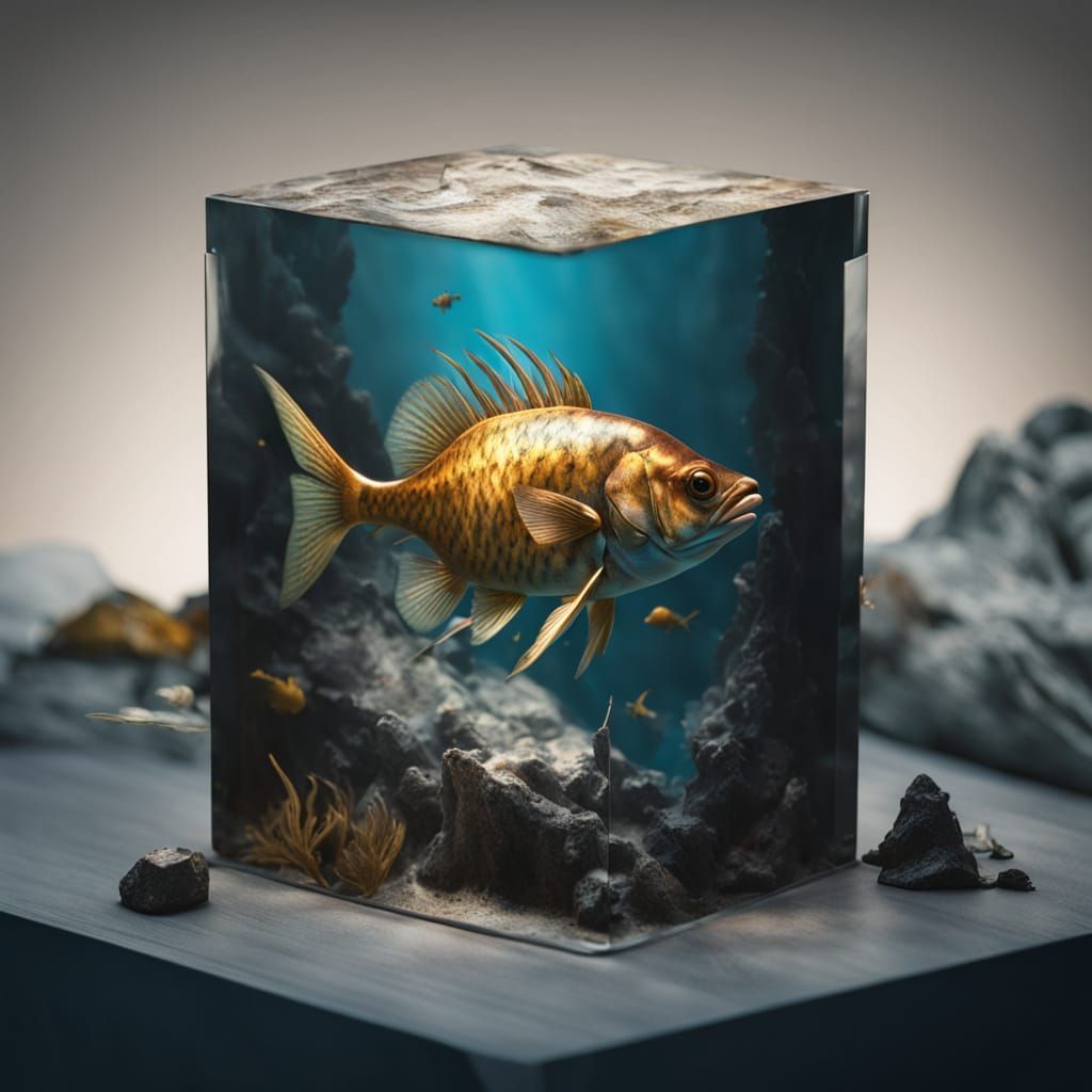 Photorealistic Concept Art of a Shiny Fish Can on a Table