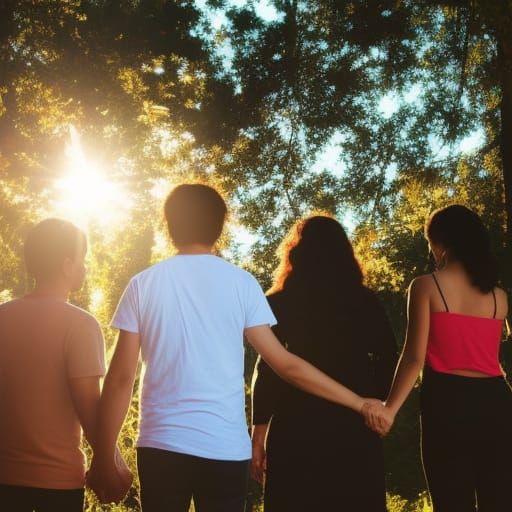 Romantic Sunlit Portrait with Heart, Detailed Digital Art