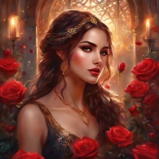 Portrait of a Beautiful Arabic Girl in Royo Style