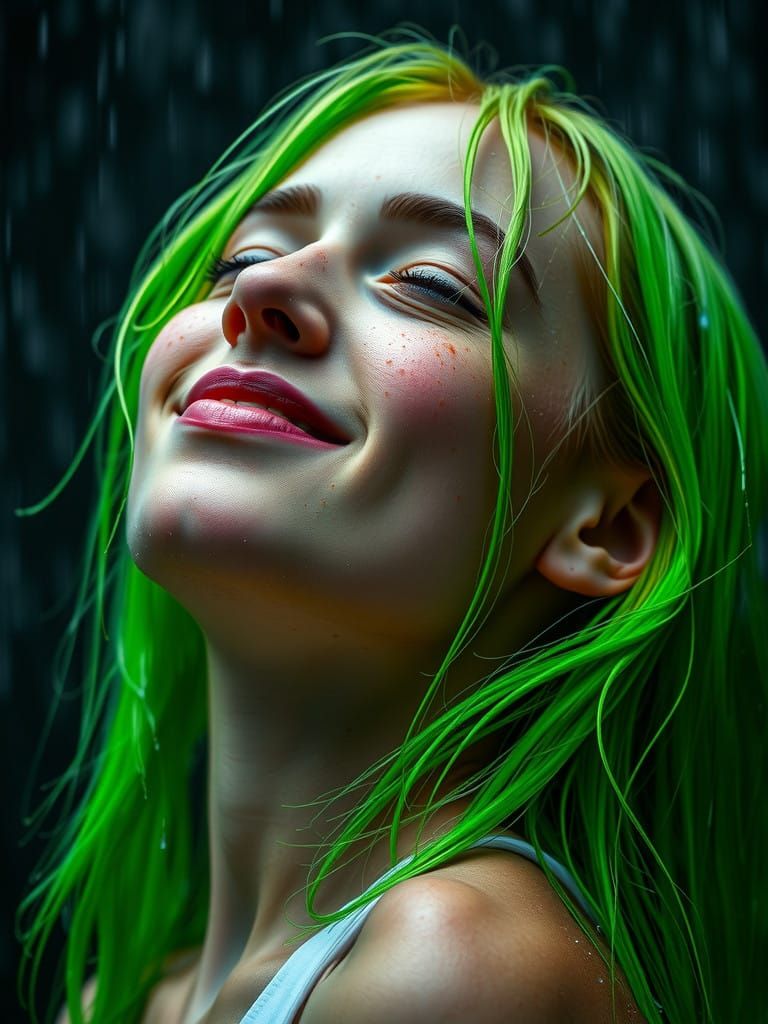 Mysterious Freckled Beauty in the Rainy City