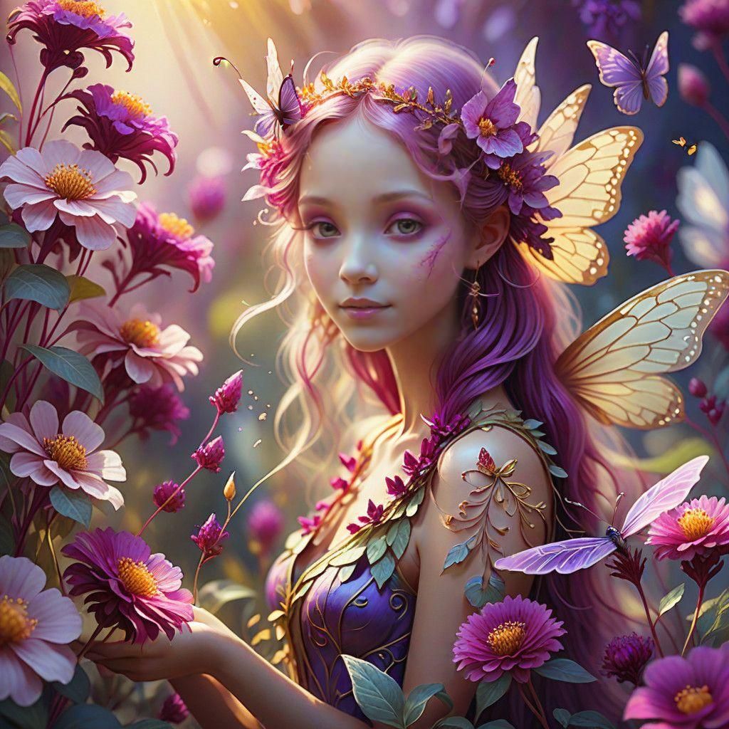 Surreal Amaranth Flower Fairy