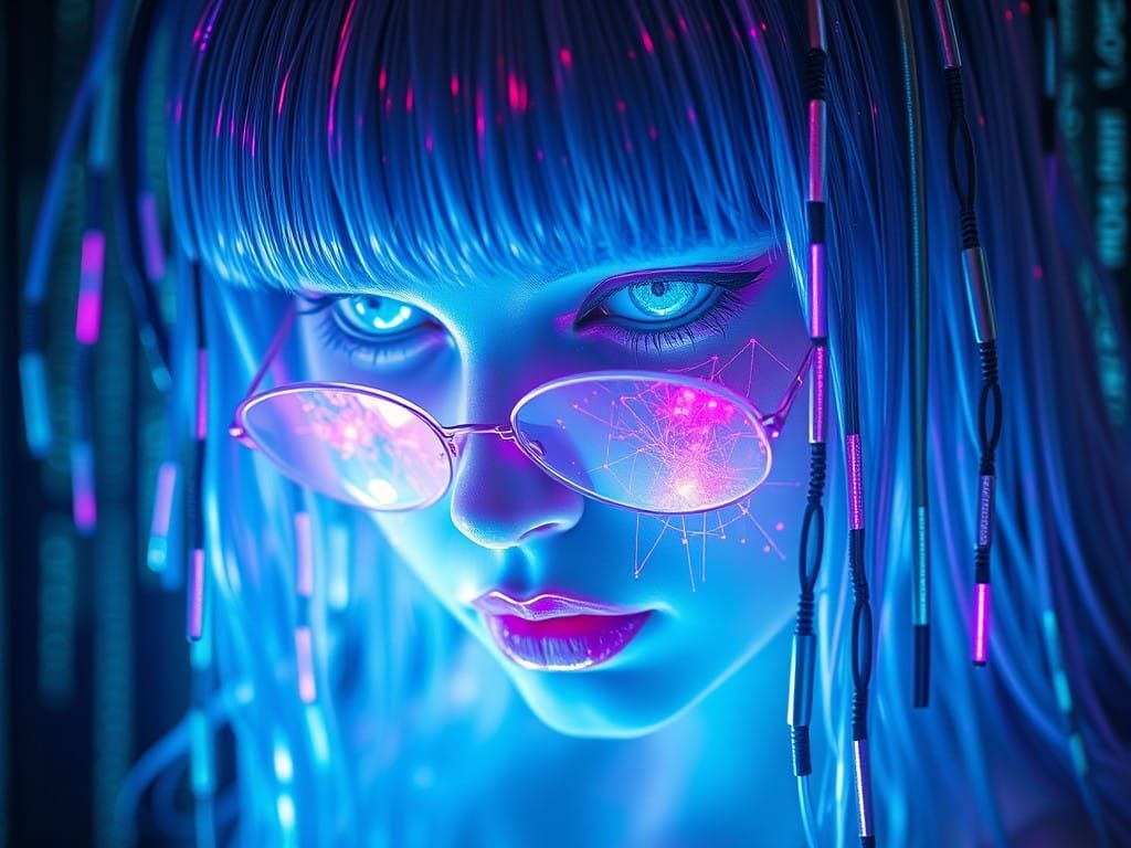 Holographic Vaporwave Glitch, Pouting Fantasy Model, Matrix ...