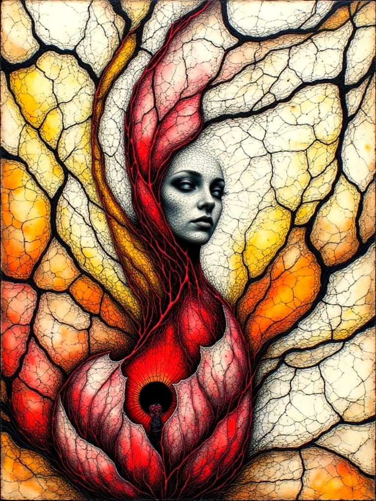 Orchid Embraces Baby in Neon Botanical Macro Shot