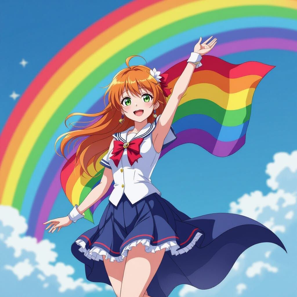 Pride Flag Anime Character Illustration