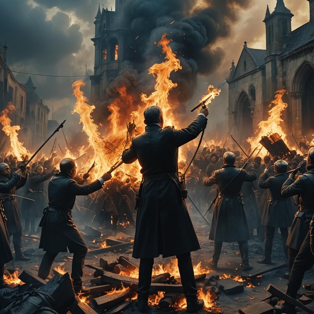 Men in Black Photograph Burning of Joan of Arc