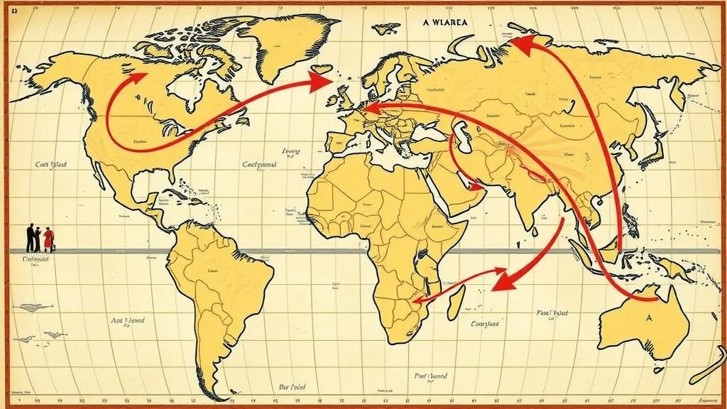 World Map of Human Migration Routes in Infographic Style