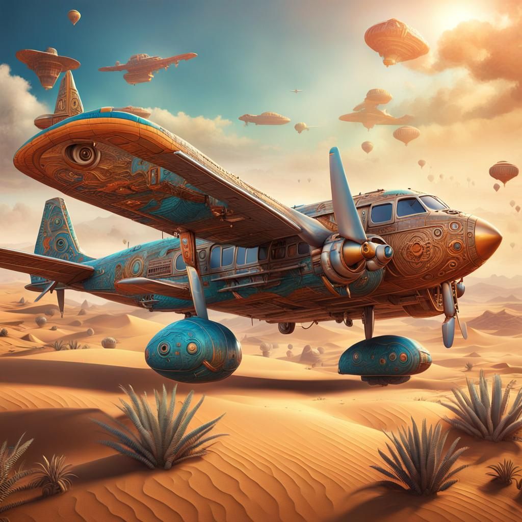 Sculpted Desert Airplane: A Matte Painting Masterpiece