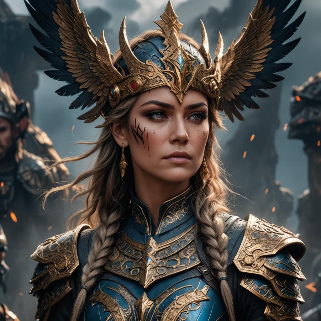 Warrior Queen Valkyrie Portrait: Detailed Matte Painting