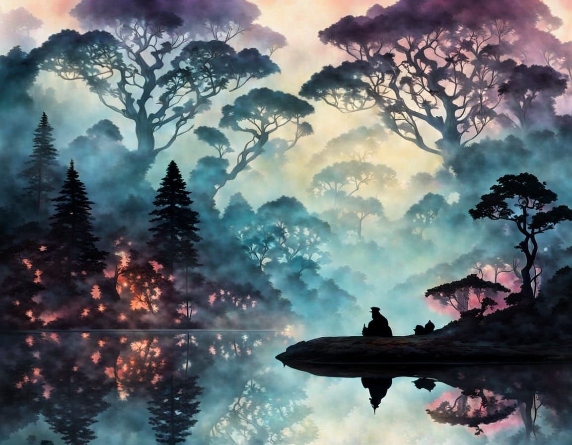 Enchanted Forest Within Mystical Creature Silhouette