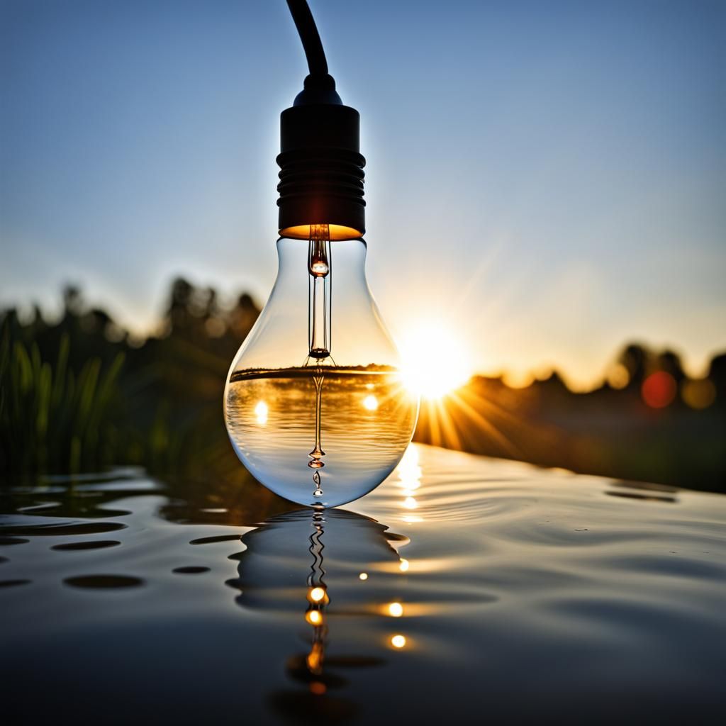 Water-Filled Bulb Bathed in Sunlight