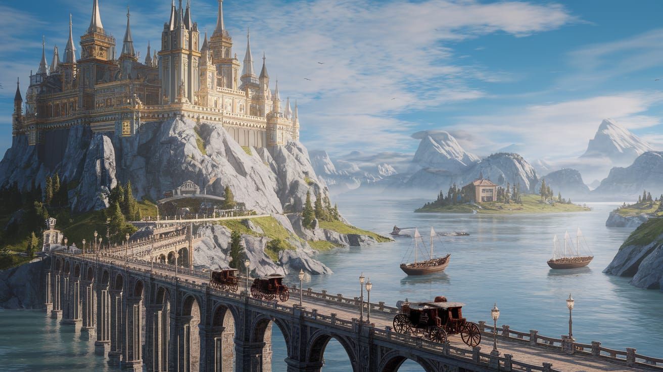 Fantasy Castle and Bridge Digital Painting