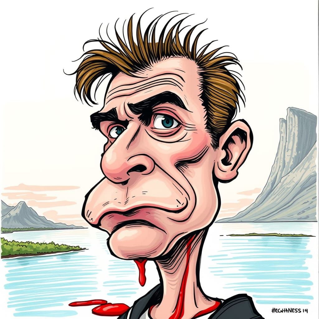 Exaggerated Melting Caricature Portrait Sketch